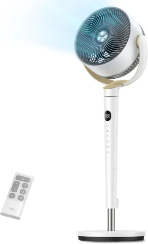 Dreo Fan for Bedroom, 120 Oscillating Standing Fan, Quiet Pedestal Fan with DC Motor, 9 Speeds, 4 modes, 20dB, 120 Manual Vertical, 37-42" Adjustable Height, 9H Timer, White Small bladeless fan for quiet cooling