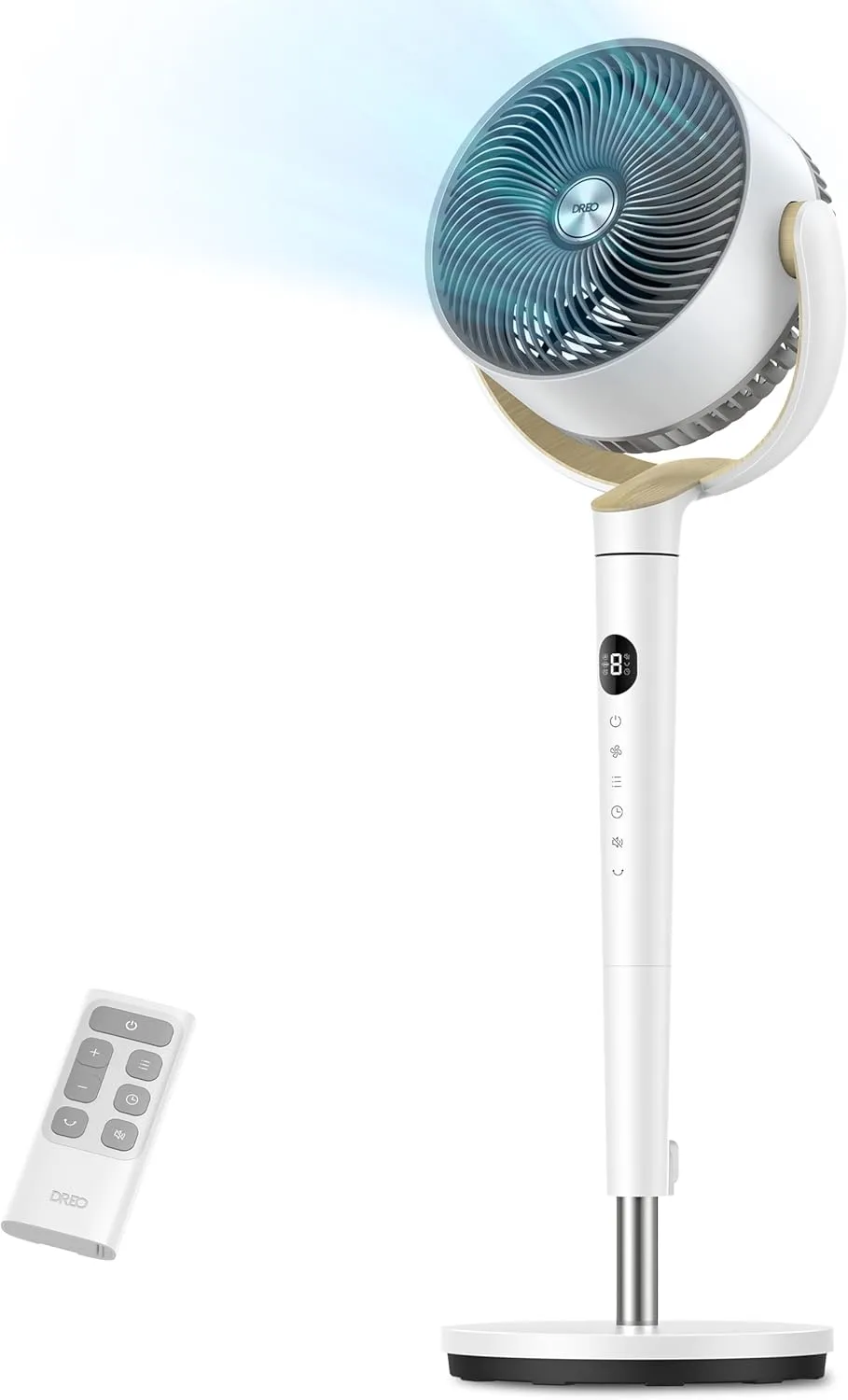 Dreo Fan for Bedroom, 120 Oscillating Standing Fan, Quiet Pedestal Fan with DC Motor, 9 Speeds, 4 modes, 20dB, 120 Manual Vertical, 37-42" Adjustable Height, 9H Timer, White Small bladeless fan for quiet cooling