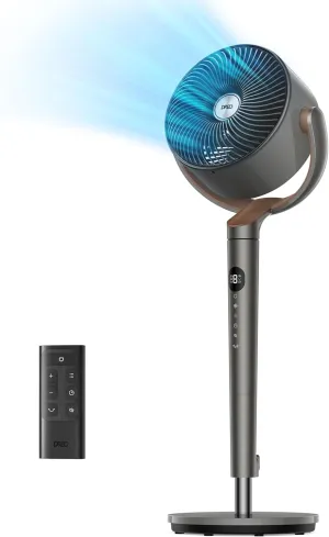 Dreo Fan for Bedroom, 120 Oscillating Standing Fans,Quiet Floor Fan with DC Motor, 85ft Pedestal Fans for Room,8 Speeds, 3 modes, 20dB, 120 Manual Vertical, 35-40" Adjustable Height, 8H Timer,Grey 360-degree rotating fan for home use