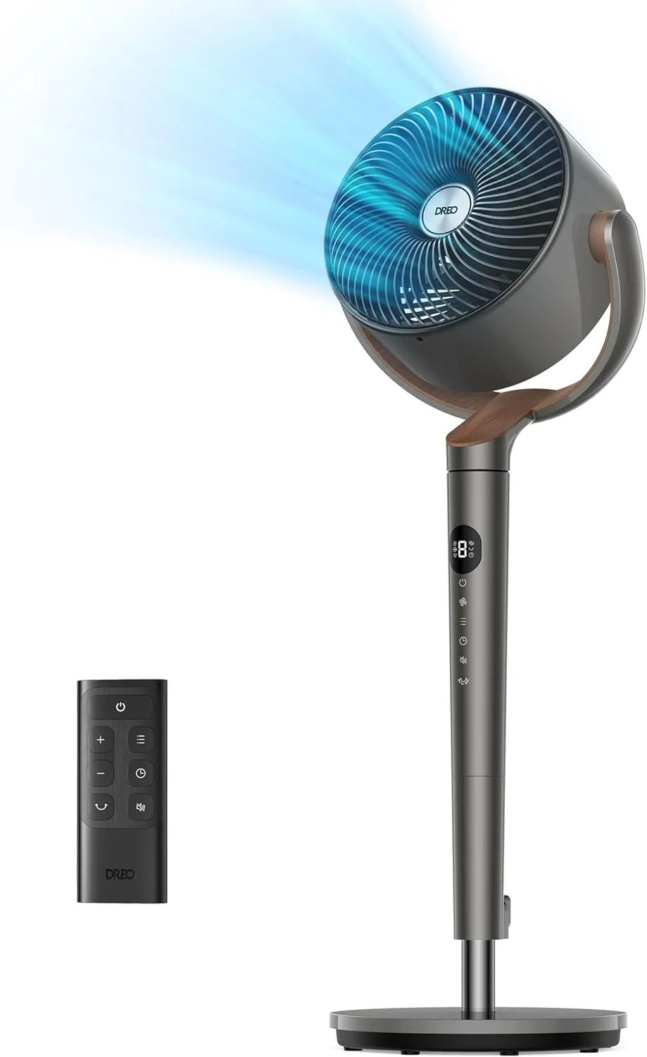 Dreo Fan for Bedroom, 120 Oscillating Standing Fans,Quiet Floor Fan with DC Motor, 85ft Pedestal Fans for Room,8 Speeds, 3 modes, 20dB, 120 Manual Vertical, 35-40" Adjustable Height, 8H Timer,Grey 360-degree rotating fan for home use