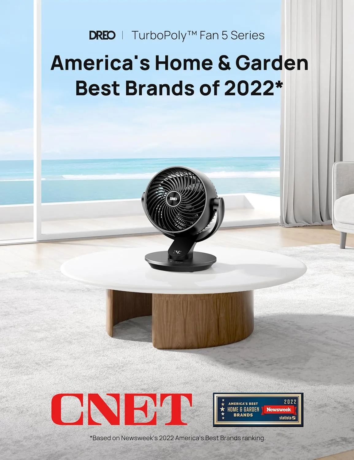 Dreo Fan for Bedroom, 13-Inch Oscillating Table Air Circulator Fan for Whole Room, 120 Tilt Adjustment, 28dB Ultra-Quiet, 70ft Powerful Airflow, 4 Speeds Desk Fans with Remote for Home, Office