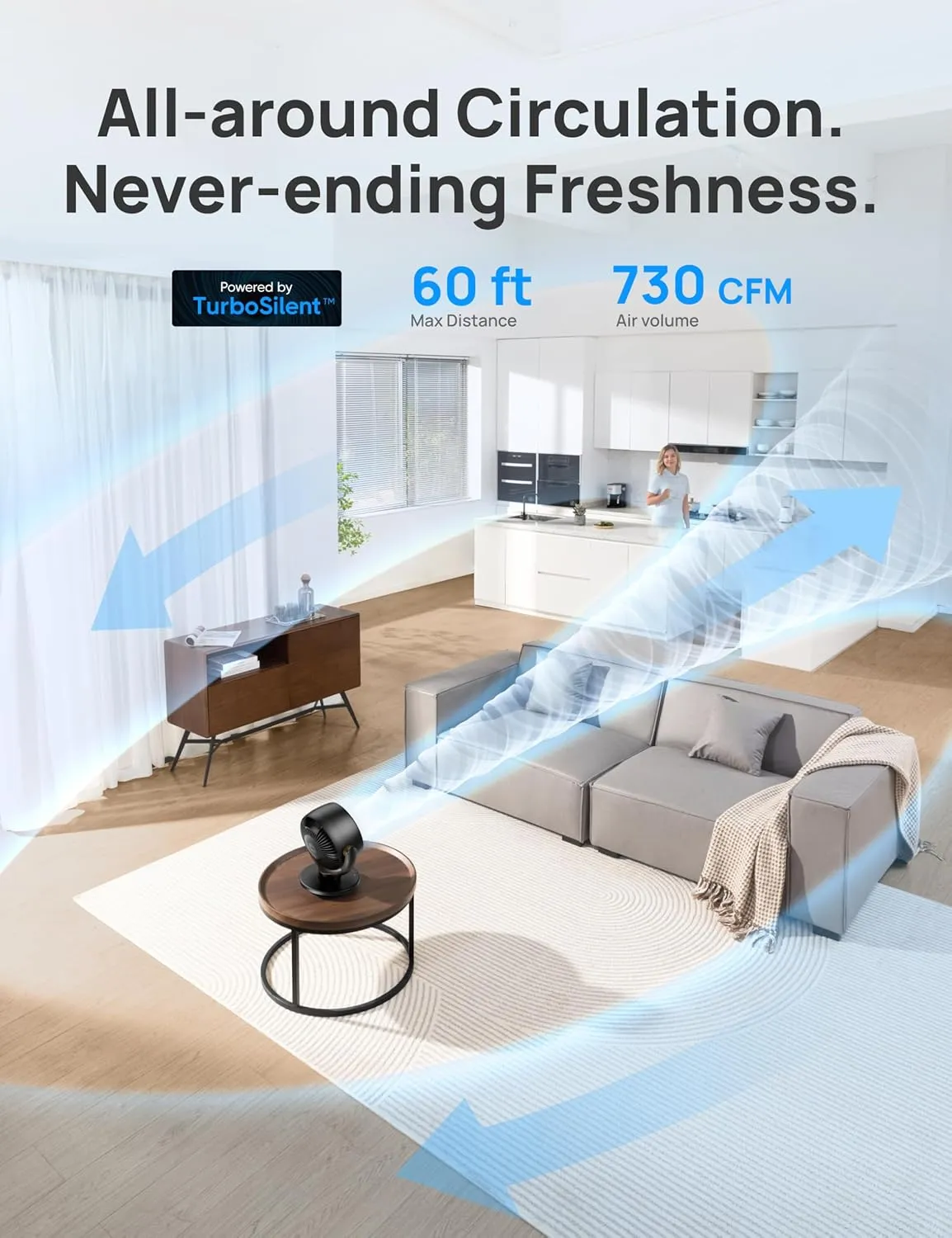 Dreo Fan for Bedroom, Desk Air Circulator Fan with Remote, 11 Inch Table Fans for Whole Room, 60ft Powerful Airflow, 120 Vertical Manual  90 Oscillating Fan, 4 Speeds, 8H Timer, Quiet Fan, Home