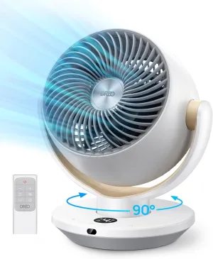 Dreo Fan for Bedroom, Desk Air Circulator Fan with Remote, 11 Inch Table Fans for Whole Room, 60ft Powerful Airflow, 120 Vertical Manual  90 Oscillating Fan, 4 Speeds, 8H Timer, Quiet Fan, Home 360-degree rotating fan for home use