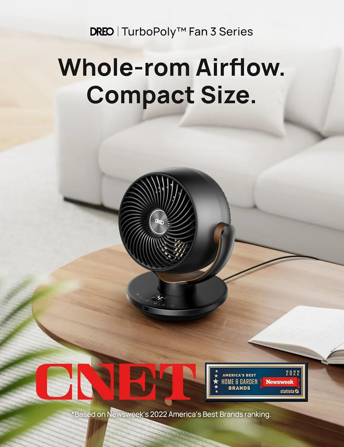 Dreo Fan for Bedroom, Desk Air Circulator Fan with Remote, 11 Inch Table Fans for Whole Room, 60ft Powerful Airflow, 120 Vertical Manual  90 Oscillating Fan, 4 Speeds, 8H Timer, Quiet Fan, Home