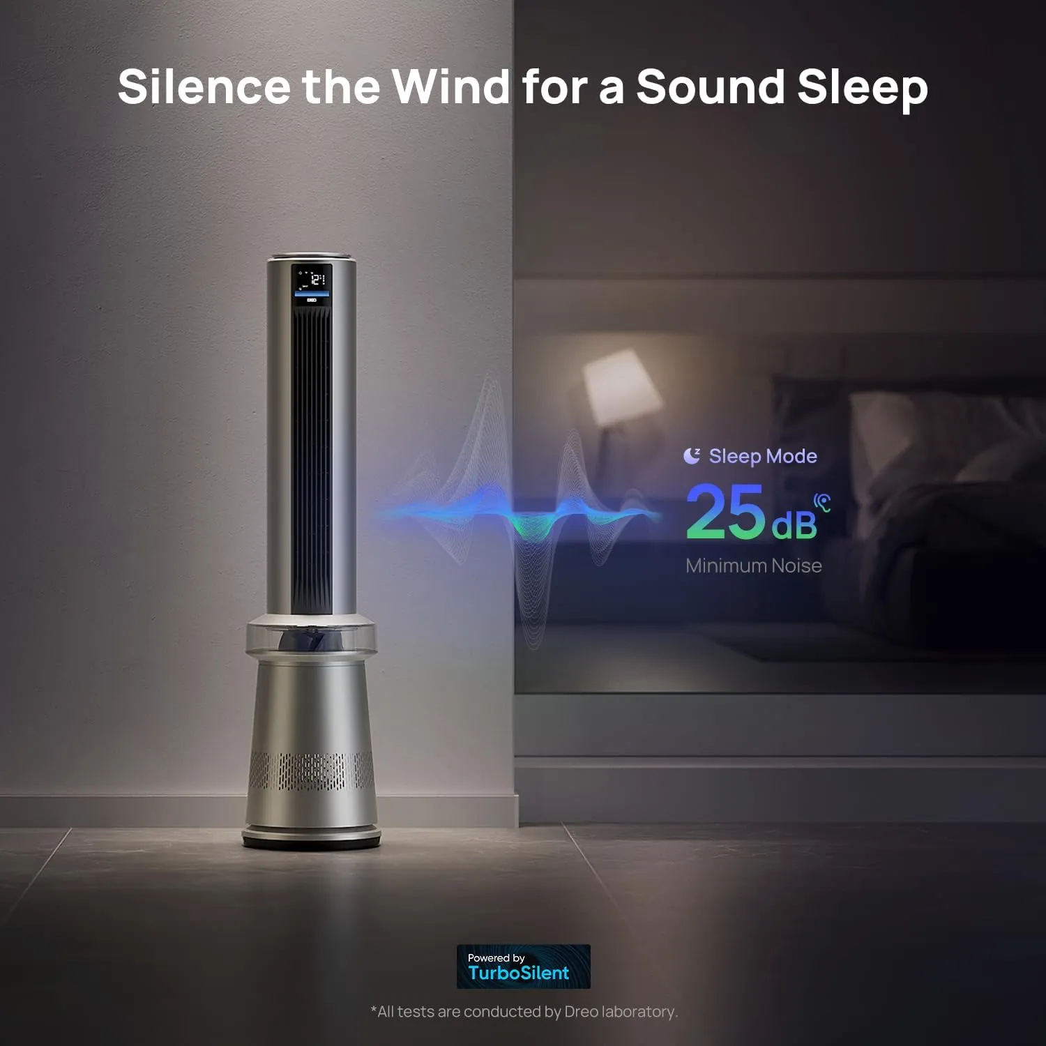 Dreo MC710S Air Purifier Tower Fan, 45" 2-in-1 Smart Fan for Bedroom, 27ft/s Velocity, 120Oscillation, 24H Timer Bladeless Fans for Home, 25dB Low Noise, Standing Fan Works with Alexa, Silver Blue