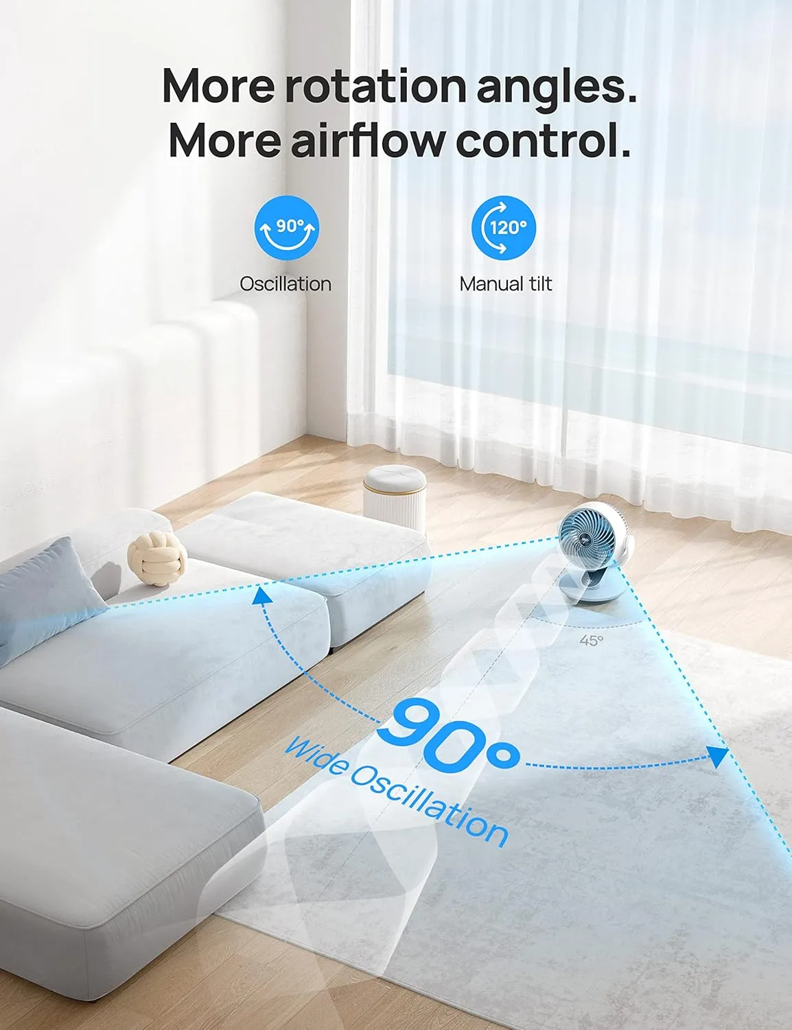 Dreo Oscillating Fan for Bedroom, 13 Inch Quiet Table Fans for Home Whole Room, 70ft Powerful Airflow, Desk Air Circulator Fan with Remote, 120 Adjustable Tilt, 4 Speeds, 8H Timer, for Office Desktop