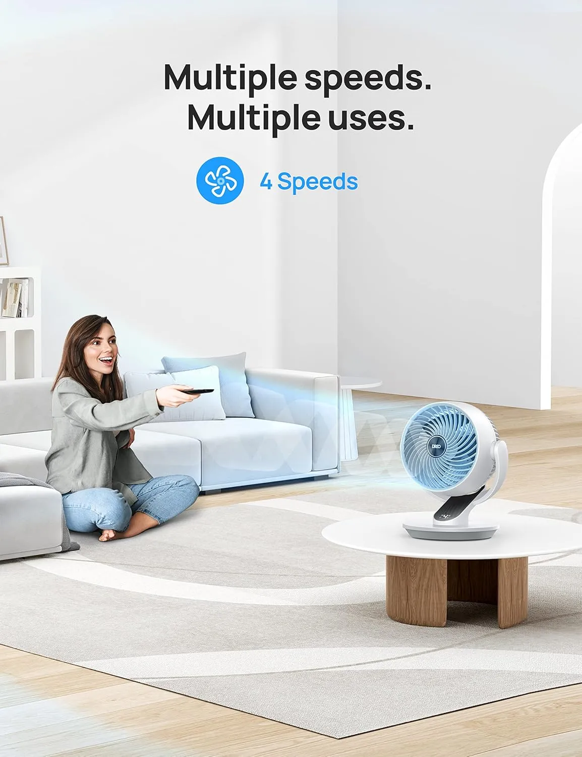 Dreo Oscillating Fan for Bedroom, 13 Inch Quiet Table Fans for Home Whole Room, 70ft Powerful Airflow, Desk Air Circulator Fan with Remote, 120 Adjustable Tilt, 4 Speeds, 8H Timer, for Office Desktop