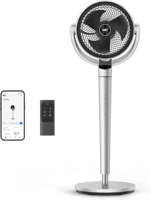 Dreo Oscillating Fan for Bedroom,150 120 Omni-Directional Quiet Floor Fans with Smart Control, 110ft Pedestal Fan with DC Motor, 9 Speeds, 6 Modes, 43'' Inches, 12H Timer, Wi-Fi/Voice/Alexa Tower bladeless fan for modern homes