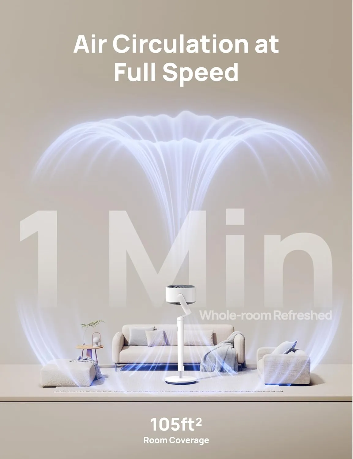 Dreo Smart Fan for Bedroom, 120  120 Omni-Directional Oscillating Fans, 90ft Quiet Pedestal Fan with RGB Light, 9 Speeds, 6 Modes, 20dB, 8H Timer, Wi-Fi/Voice/Alexa, 37-42" Floor Fans with Remote