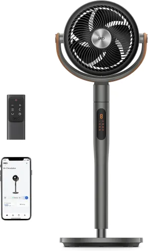 Dreo smart fan for bedroom, 43'' Quiet Floor Fan for Room with Remote, 120 105 Smart Oscillating Standing Fans with Wi-Fi/Voice Control, Works with Alexa/Google, 6 Modes, 8 Speeds,Grey Tower bladeless fan for modern homes