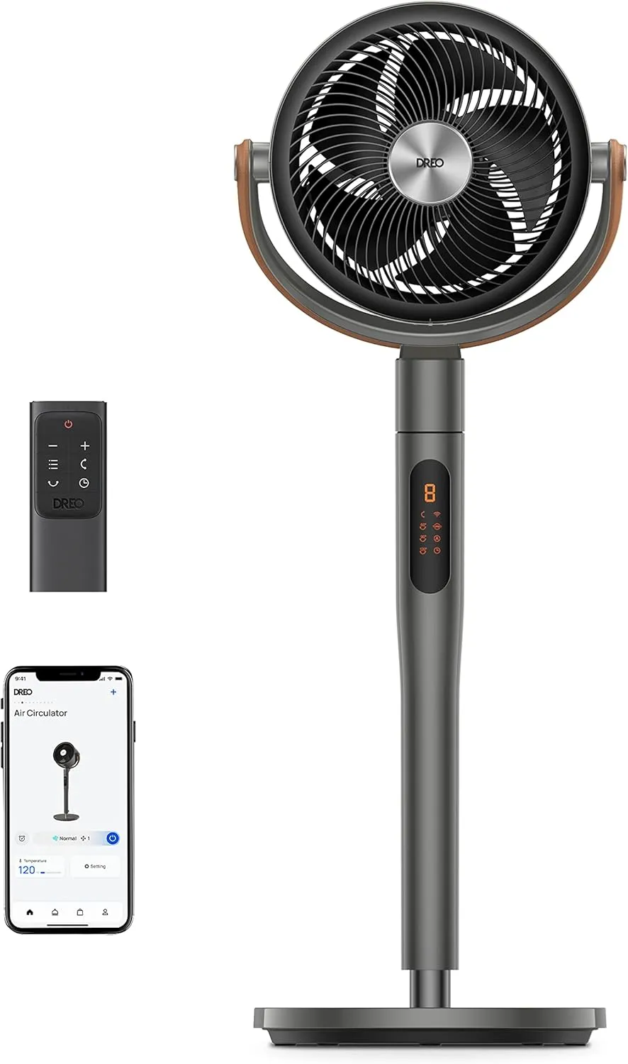 Dreo smart fan for bedroom, 43'' Quiet Floor Fan for Room with Remote, 120 105 Smart Oscillating Standing Fans with Wi-Fi/Voice Control, Works with Alexa/Google, 6 Modes, 8 Speeds,Grey Tower bladeless fan for modern homes