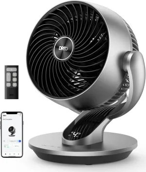 Dreo Smart Fan for Bedroom,120 Vertical and 90 Oscillating Fan with Remote/Voice, 13 Inch Height Quiet Air Circulator for Whole Room, 70 ft, 4 Speeds, 5 Modes, 12H Timer, Desk Fans for Home, Office Desktop fan with humidification feature