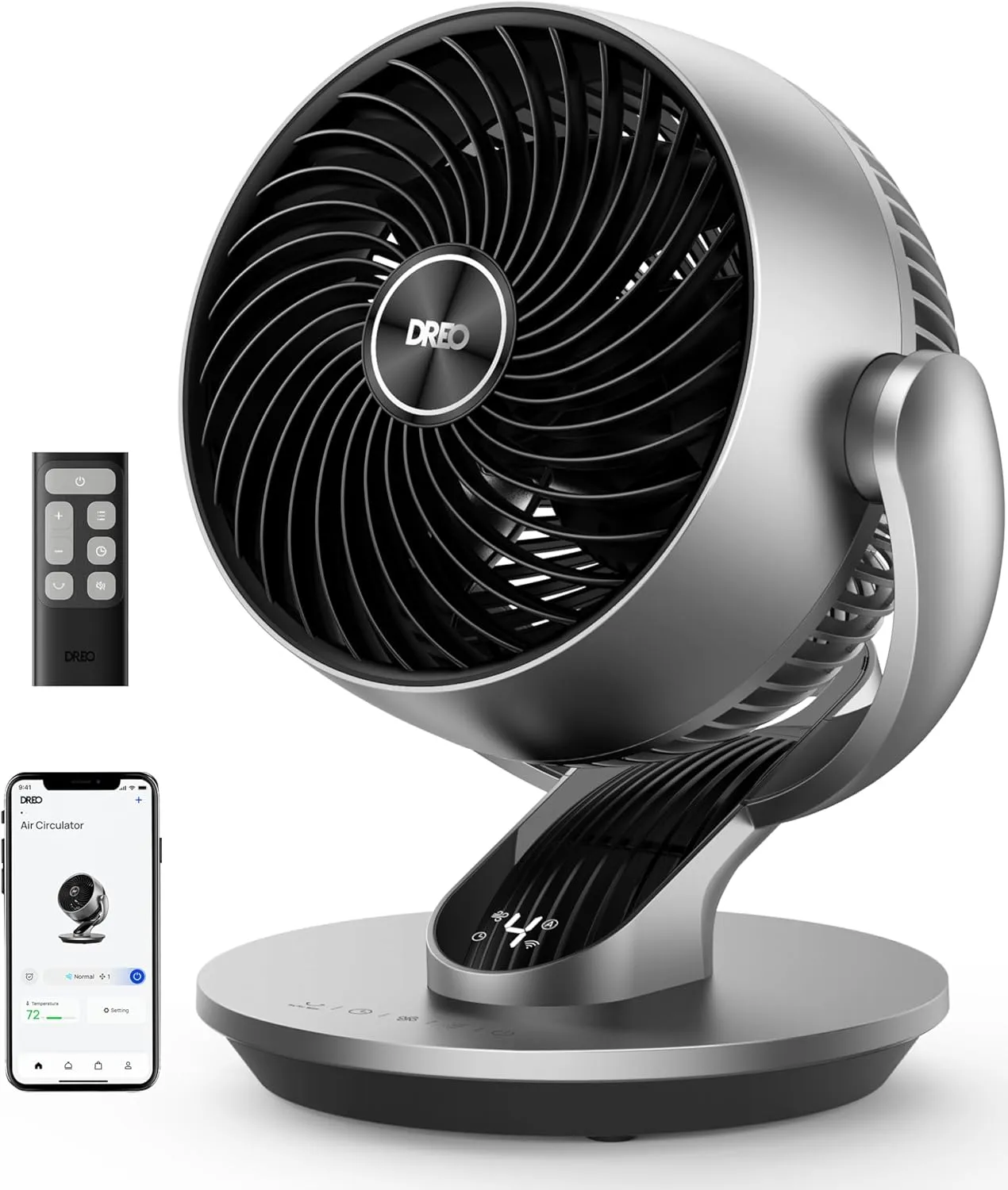 Dreo Smart Fan for Bedroom,120 Vertical and 90 Oscillating Fan with Remote/Voice, 13 Inch Height Quiet Air Circulator for Whole Room, 70 ft, 4 Speeds, 5 Modes, 12H Timer, Desk Fans for Home, Office Desktop fan with humidification feature
