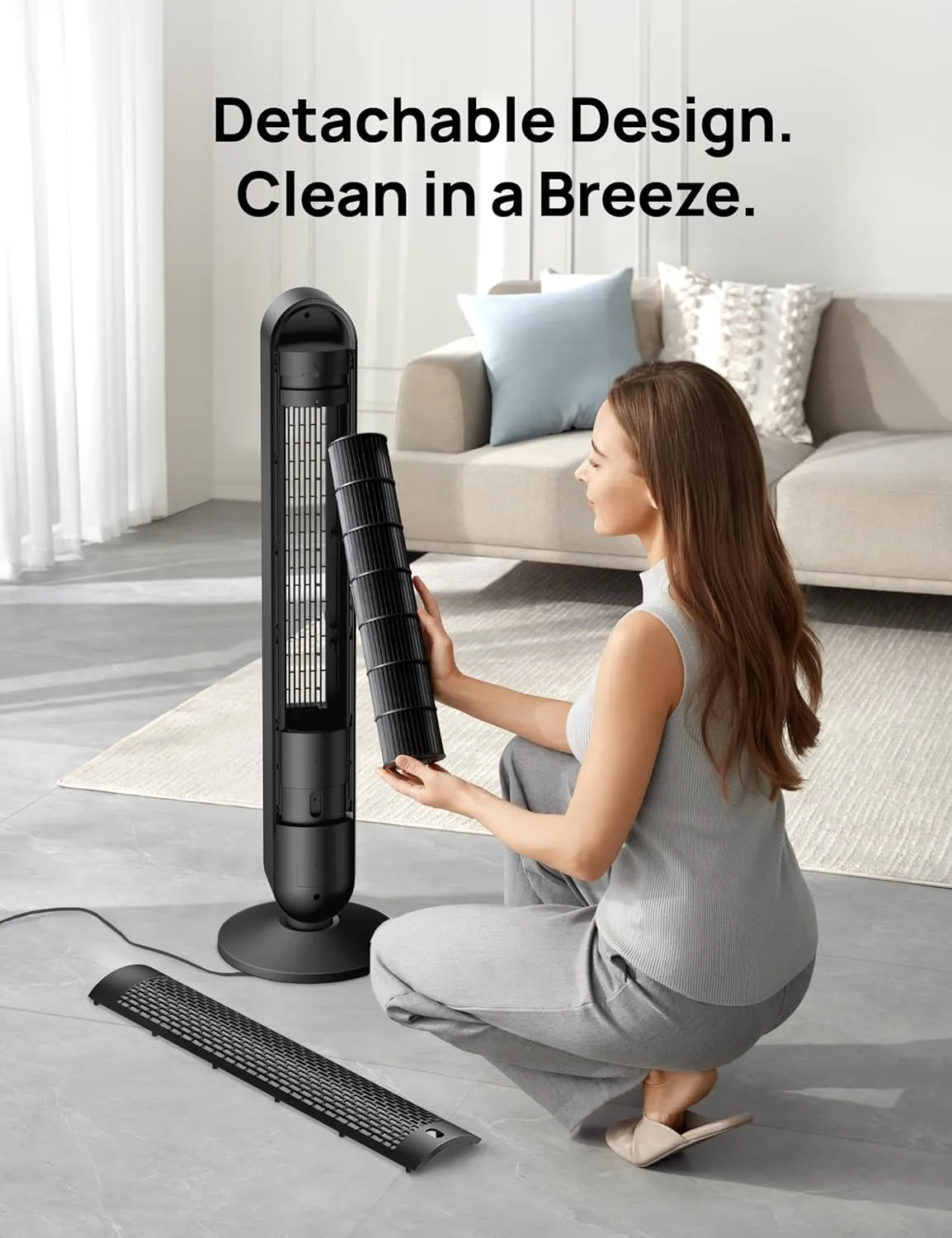 Dreo Smart Tower Fan WiFi Voice Control, Works with Alexa/Google, Cruiser Pro T1S Floor Standing Bladeless Oscillating Fan with Remote, 6 Speeds, 4 Modes, 12H Timer, for Indoor Bedroom Home Office