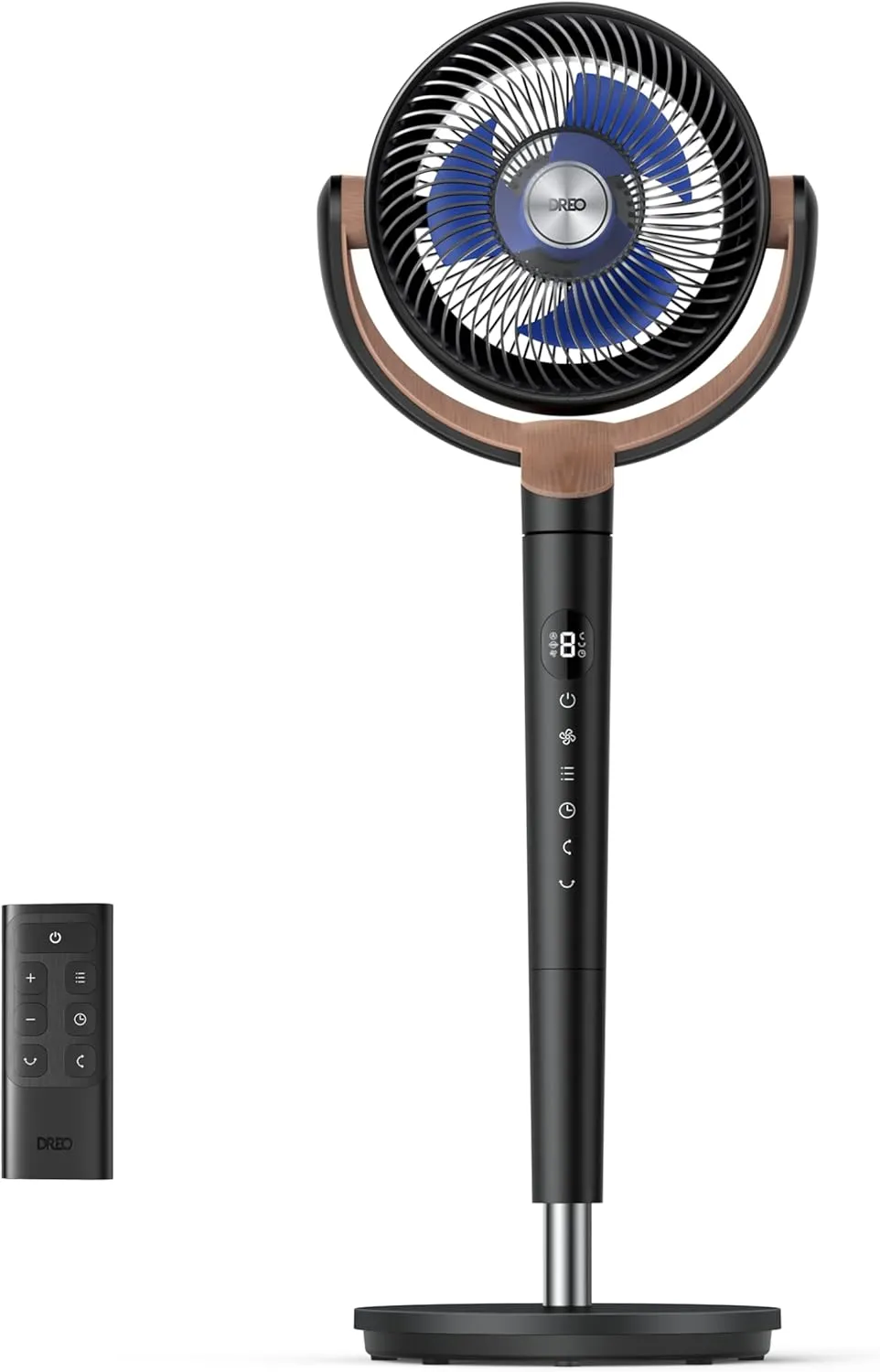 Dreo Standing Fan For Bedroom, 120 120Omni-directional Oscillating Fan, 85 ft Circulator With Remote, DC Motor Quiet Pedestal Room Fans, 8 Speeds, 3 Modes, 8H Timer, PolyFan 502 Black Small bladeless fan for quiet cooling