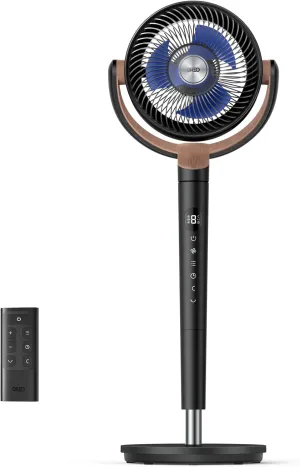 Dreo Standing Fan For Bedroom, 120 120Omni-directional Oscillating Fan, 85 ft Circulator With Remote, DC Motor Quiet Pedestal Room Fans, 8 Speeds, 3 Modes, 8H Timer, PolyFan 502 Black Small bladeless fan for quiet cooling