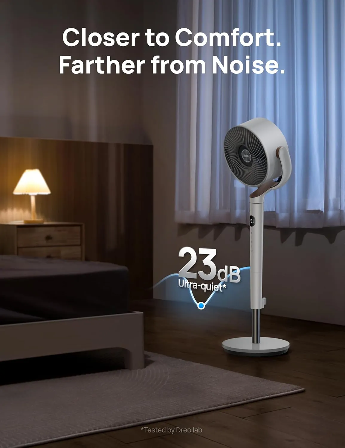 Dreo Standing Fan For Bedroom, 120 120Omni-directional Oscillating Fan, 85 ft Circulator With Remote, DC Motor Quiet Pedestal Room Fans, 8 Speeds, 3 Modes,8H Timer, PolyFan 502 White