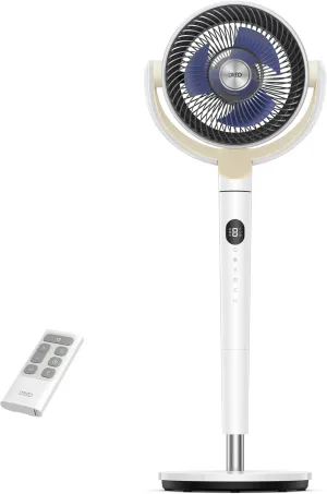 Dreo Standing Fan For Bedroom, 120 120Omni-directional Oscillating Fan, 85 ft Circulator With Remote, DC Motor Quiet Pedestal Room Fans, 8 Speeds, 3 Modes,8H Timer, PolyFan 502 White Small bladeless fan for quiet cooling