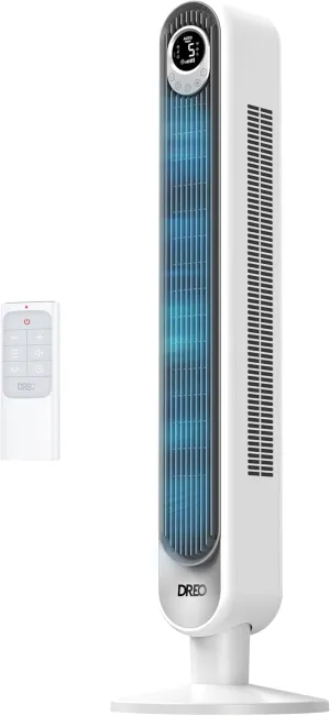 Dreo Tower Fan 42 Inch, Cruiser Pro T1 Quiet Oscillating Bladeless Fan with Remote, 6 Speeds, 4 Modes, LED Display, 12H Timer, White Floor Standing Fan Powerful for Indoor Home Bedroom Office Room Desktop fan with humidification feature