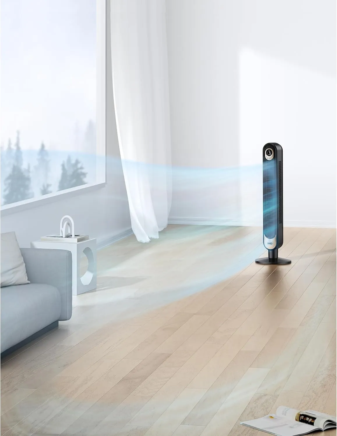 Dreo Tower Fan 42 Inch, Quiet Oscillating Bladeless Fan with Remote, 6 Speeds, 4 Modes, LED Display, 12H Timer, BlackGold Floor Standing Fan Powerful for Indoor Home Bedroom Office Room