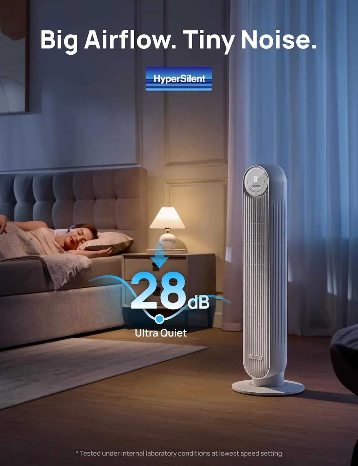 Dreo Tower Fan for Bedroom, 25ft/s Velocity Quiet Floor Fan, 90 Oscillating Fans for Indoors with 4 Speeds, 4 Modes, 8H Timer, Standing Fans, Bladeless Fan, White, Nomad One (DR-HTF007)