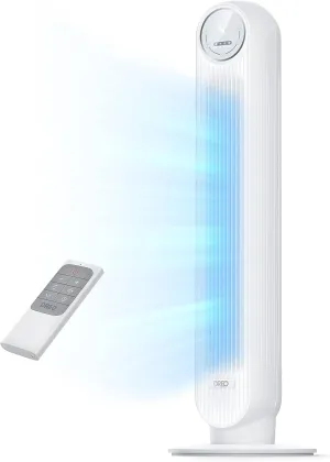 Dreo Tower Fan for Bedroom, 25ft/s Velocity Quiet Floor Fan, 90 Oscillating Fans for Indoors with 4 Speeds, 4 Modes, 8H Timer, Standing Fans, Bladeless Fan, White, Nomad One (DR-HTF007) Tower bladeless fan for modern homes