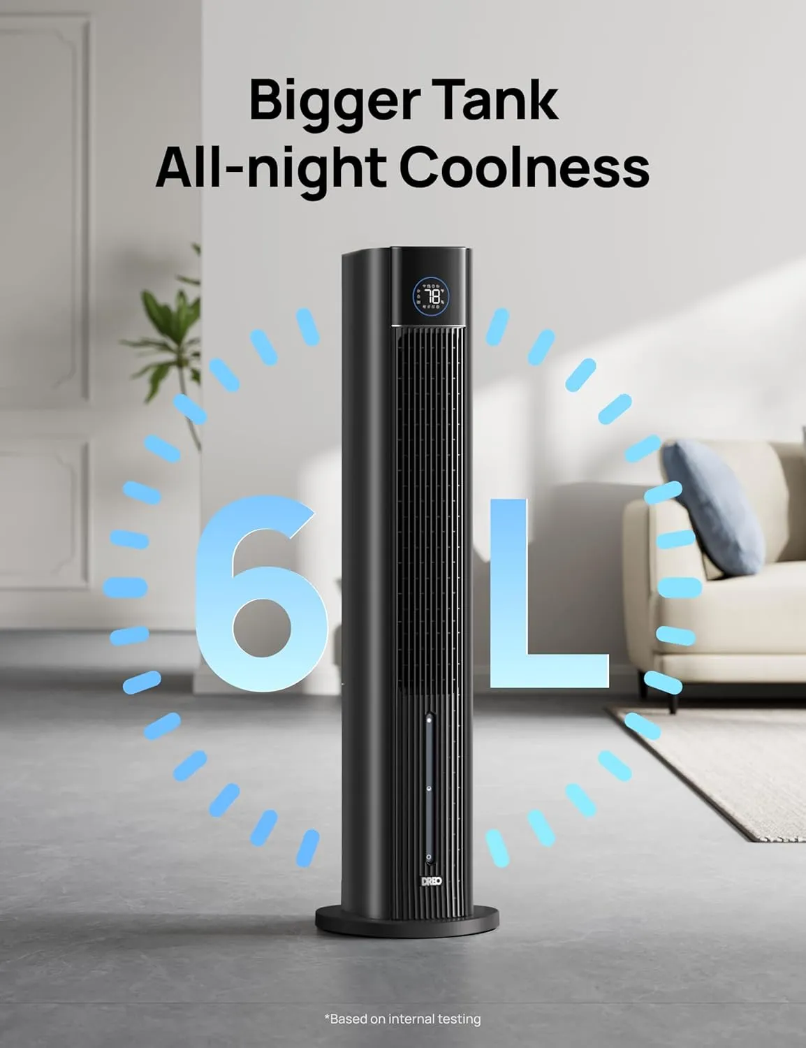 Dreo Tower Fan for Bedroom, 43" Cooling Fans That Blow Cold Air 2025 Upgraded, Evaporative Air Cooler, Quiet 85 Oscillating Floor Fan, Easy Cleaning, APP Control, 4 Modes & 4 Speeds, 12H Timer, Black
