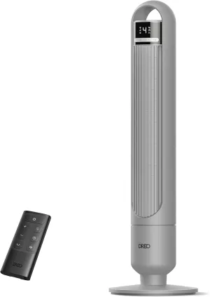 Dreo Tower Fan for Bedroom, 90 Oscillating Fan, Standing Fan with 3 Modes, 4 Speeds, 8H Timer Cooling Fans for Home, Living Room, Office, Grey, TF117 Small bladeless fan for quiet cooling