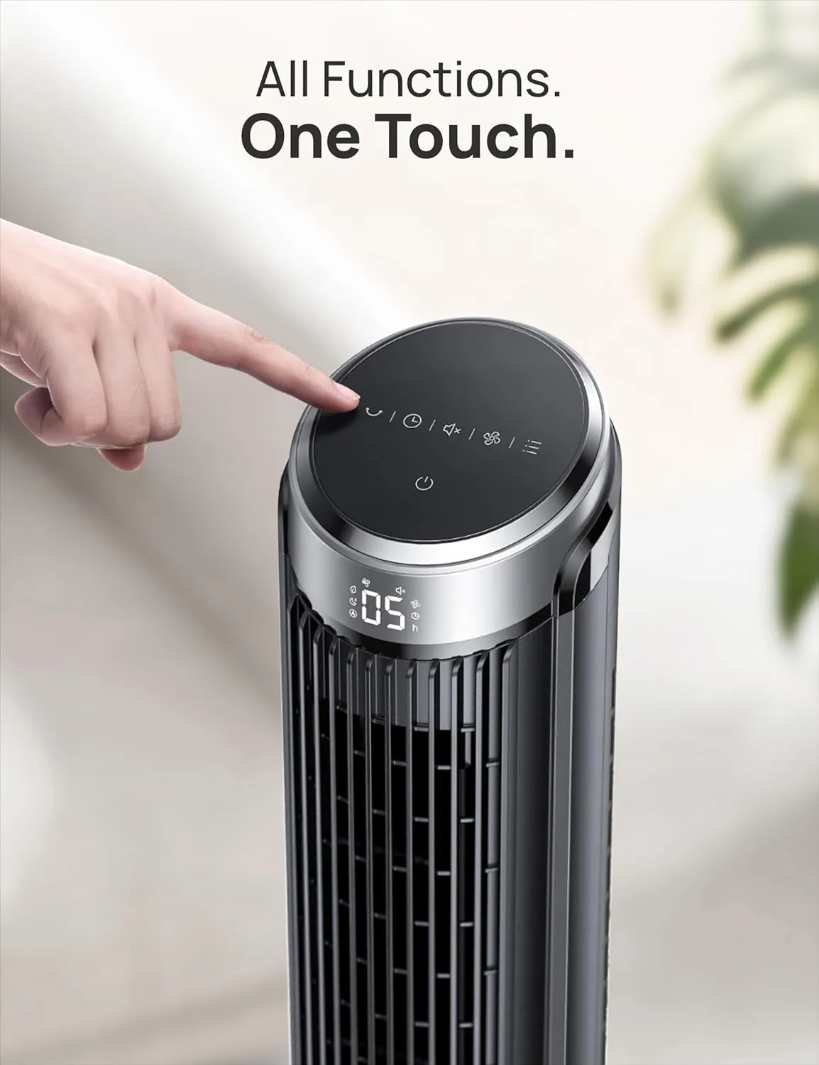 Dreo Tower Fan for Bedroom, 90 Oscillating Fans that Blow Cold Air, 5 Speeds, 4 Modes with 26ft/s Velocity, 12H & 28dB Quiet Timer, Remote, Touch, 40" Standing Floor Fan for Home Office, Black