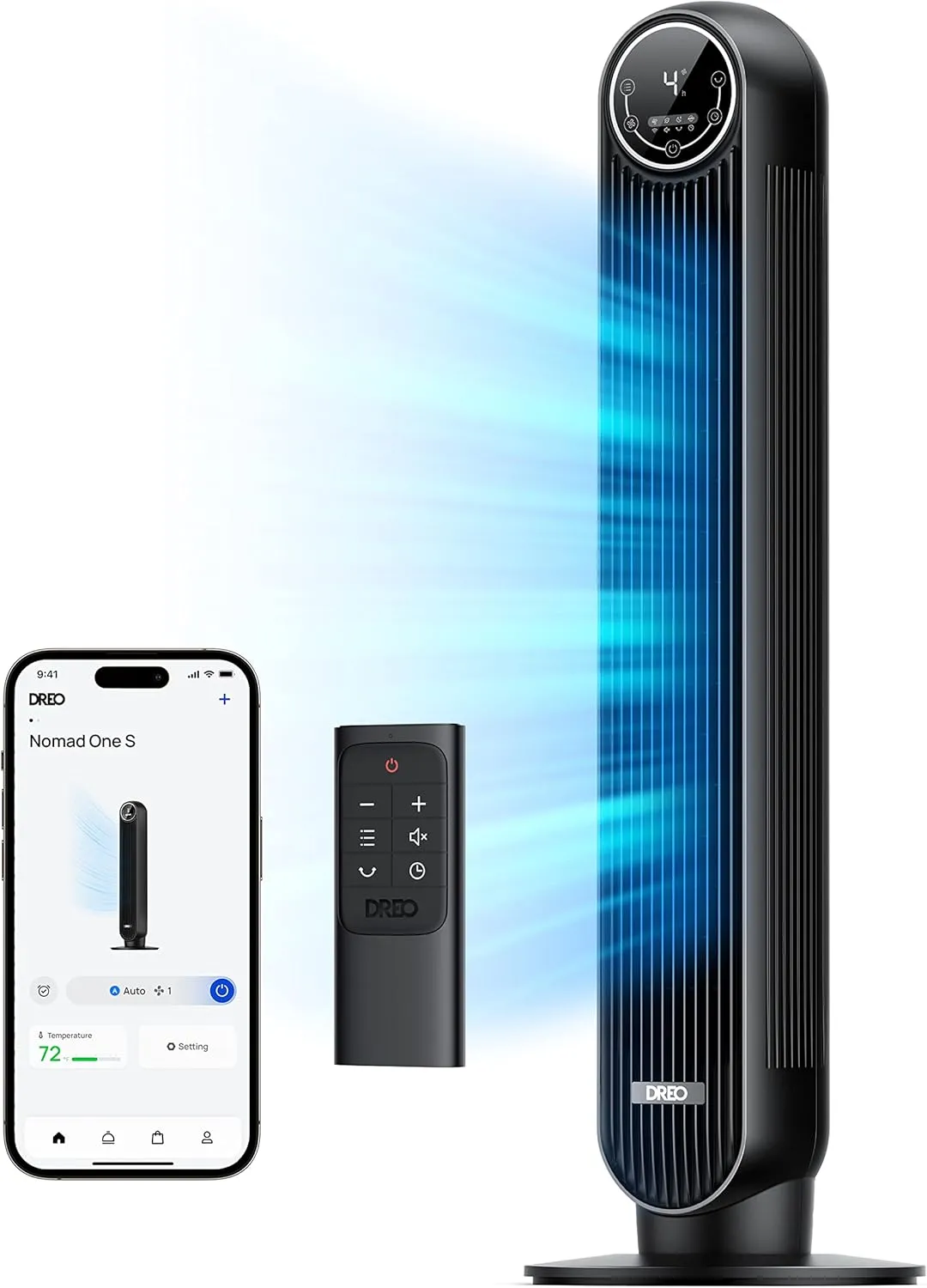 Dreo Tower Fan for Bedroom, Smart Oscillating Quiet Floor Fans, Standing Bladeless Fan with Remote and WiFi Voice Control, 4 Modes, 4 Speeds, 8H Timer, 28dB, Works with Alexa/Google Desktop fan with humidification feature