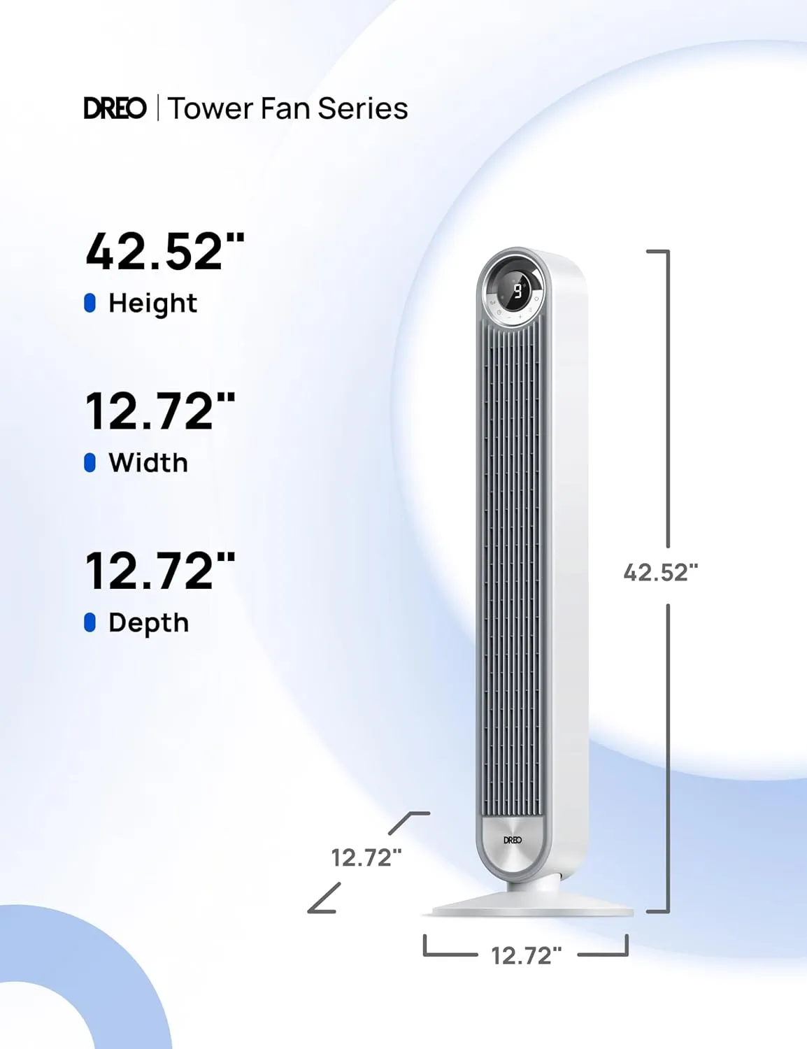Dreo Tower Fan for Bedroom, Upgrated DC 9 Speeds Ultra-Quiet Floor Fan, 90 Oscillating Fans for Indoors with 28ft/s Velocity, 12H Timer, Standing Fans, Bladeless Fan Powerful for Home Office Room