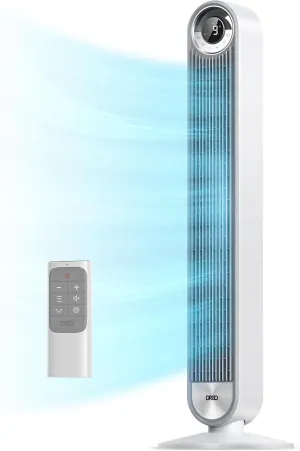 Dreo Tower Fan for Bedroom, Upgrated DC 9 Speeds Ultra-Quiet Floor Fan, 90 Oscillating Fans for Indoors with 28ft/s Velocity, 12H Timer, Standing Fans, Bladeless Fan Powerful for Home Office Room Small bladeless fan for quiet cooling