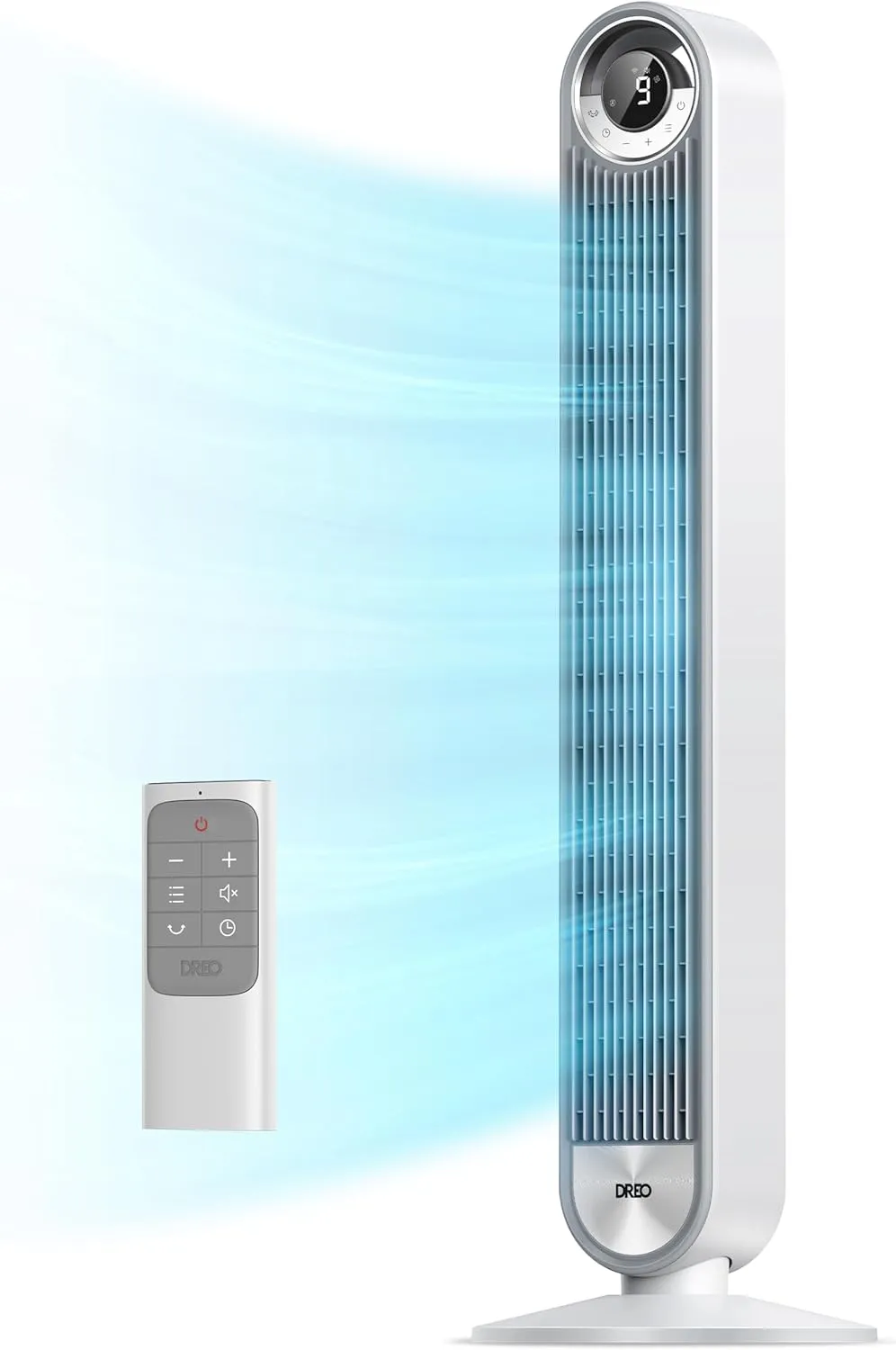 Dreo Tower Fan for Bedroom, Upgrated DC 9 Speeds Ultra-Quiet Floor Fan, 90 Oscillating Fans for Indoors with 28ft/s Velocity, 12H Timer, Standing Fans, Bladeless Fan Powerful for Home Office Room Small bladeless fan for quiet cooling
