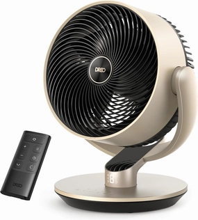 Dreo 16''Height 25dB Quiet Smart Fans for Bedroom, DC Room Fan with Remote, 120 120 Omni-Directional Oscillating Fan, 6 Modes, 9 Speeds, 12H Timer, Alexa/Google/WiFi/Voice Control, Gold App-controlled remote fan for convenience