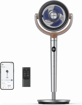 Dreo Standing Fan, 120 120 Smart Oscillating Floor Fans with Wi-Fi/Voice Control, 85 ft Fan For Bedroom, DC Motor Quiet Fans, Adjustable Height, 8 Speeds, 6 Modes, 12H Timer, Office, Room App-controlled remote fan for convenience