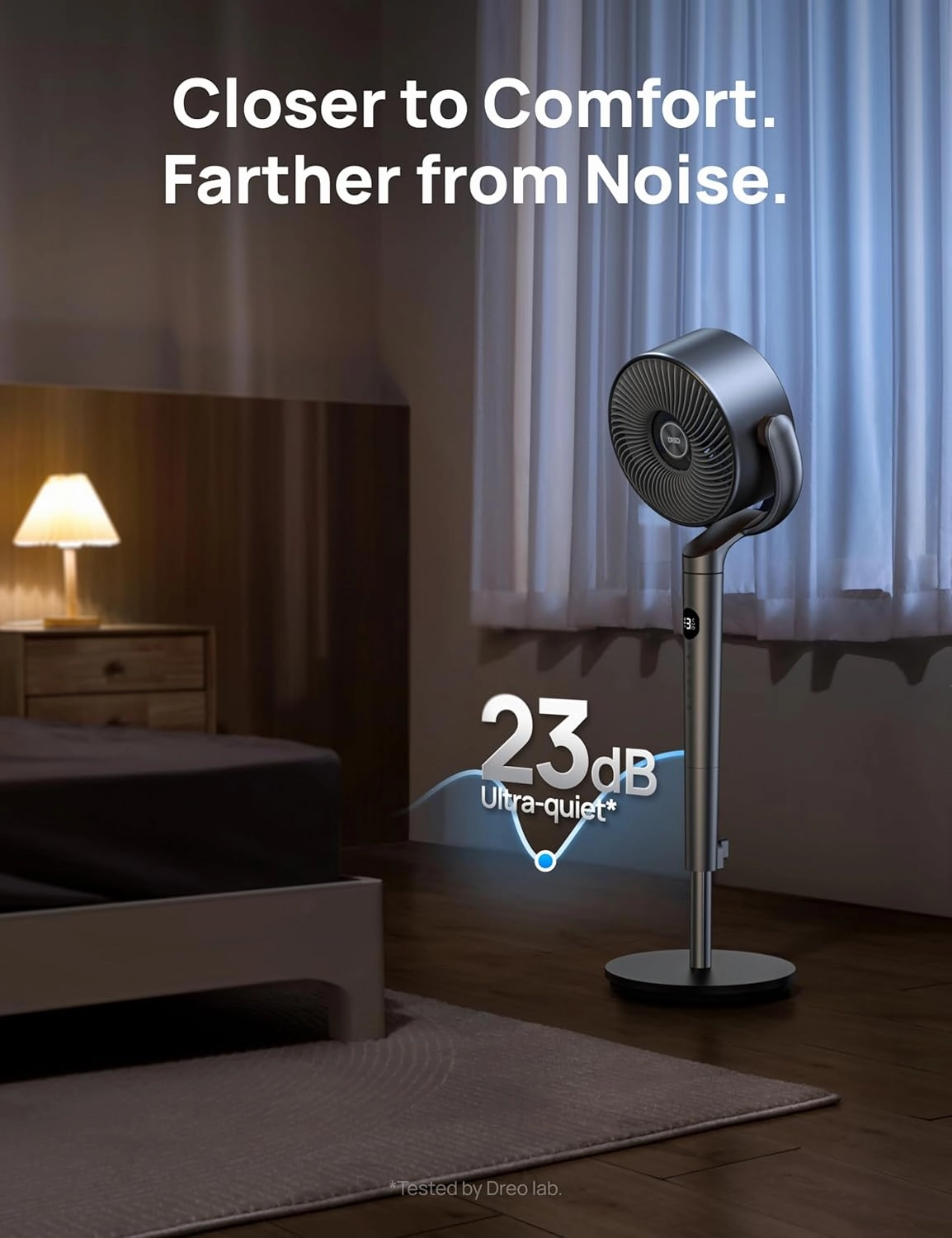 Dreo Standing Fan, 120 120Omni-directional Oscillating Fan For Bedroom, 85 ft Circulator With Remote, DC Motor Quiet Pedestal Fans, Adjustable Height, 8 Speeds, 3 Modes, 8H Timer, Home, PolyFan 502