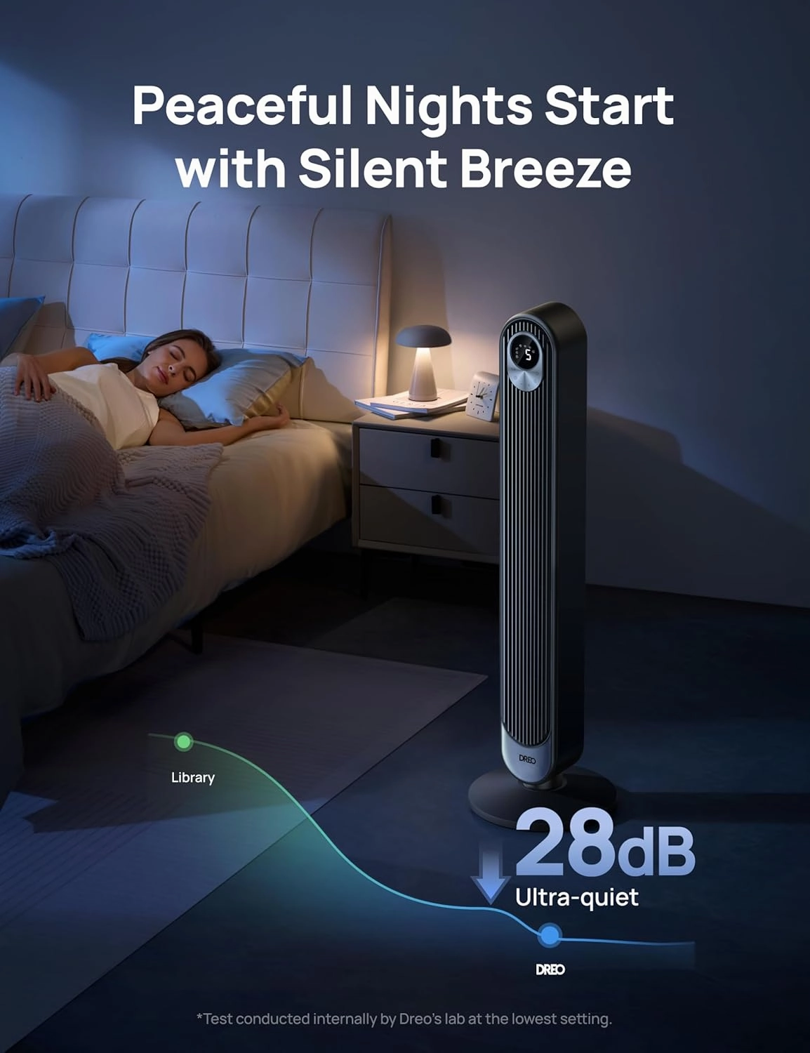 Dreo Tower Fan for Bedroom, 90 Oscillating Standing Fan, 30ft far, 28dB Quiet for Sleep, 6 Speeds, 4 Modes, 12H Timer, 42 Inch, Bladeless, Remote, for Home, Office, Room, Cruiser Pro T1