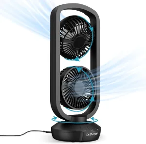 DR.PREPARE Small Tower Fan Oscillating Table Fans with 270 Tilt, 105 Oscillating, 3 Speeds and 3 Auto-Off Timer, Portable USB Desk Fan for Bedroom Office Home Desk, Powerful Airflow 15 Inch Desktop fan with humidification feature