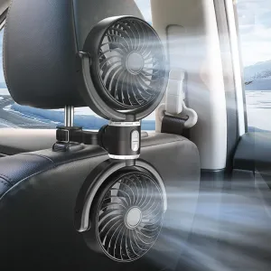 Dual Head Car Cooling Fan for Back Seat with Extension Long Arm, USB Car Cooling Fans for Backseat, Backseat Car Fan for Backseat Kids, 3-Speed Strong Wind Brushless Fan, for Sedan SUV RV Truck Rear-mounted fan for childrens safety