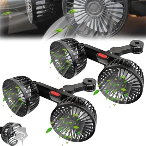 Dual Head USB Car Fan for Backseat Kids/Baby,360 Rotatable 3 Speeds Strong Wind with Adjustable Clip, Air Circulation Cooler for SUV Truck Van RV Rear-mounted fan for childrens safety