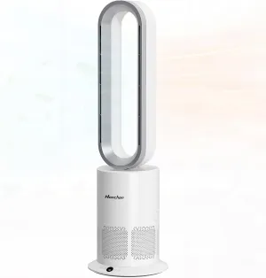 Dual-Tech Bladeless Tower HEPA Fan, Ultra-Quiet 3-in-1 Cooling, Heating & Air Purifier | UL Listed PTC Ceramic Fast Heat, Auto Shutoff, Sturdy Base for Home, Office & Bedroom Tower bladeless fan for modern homes