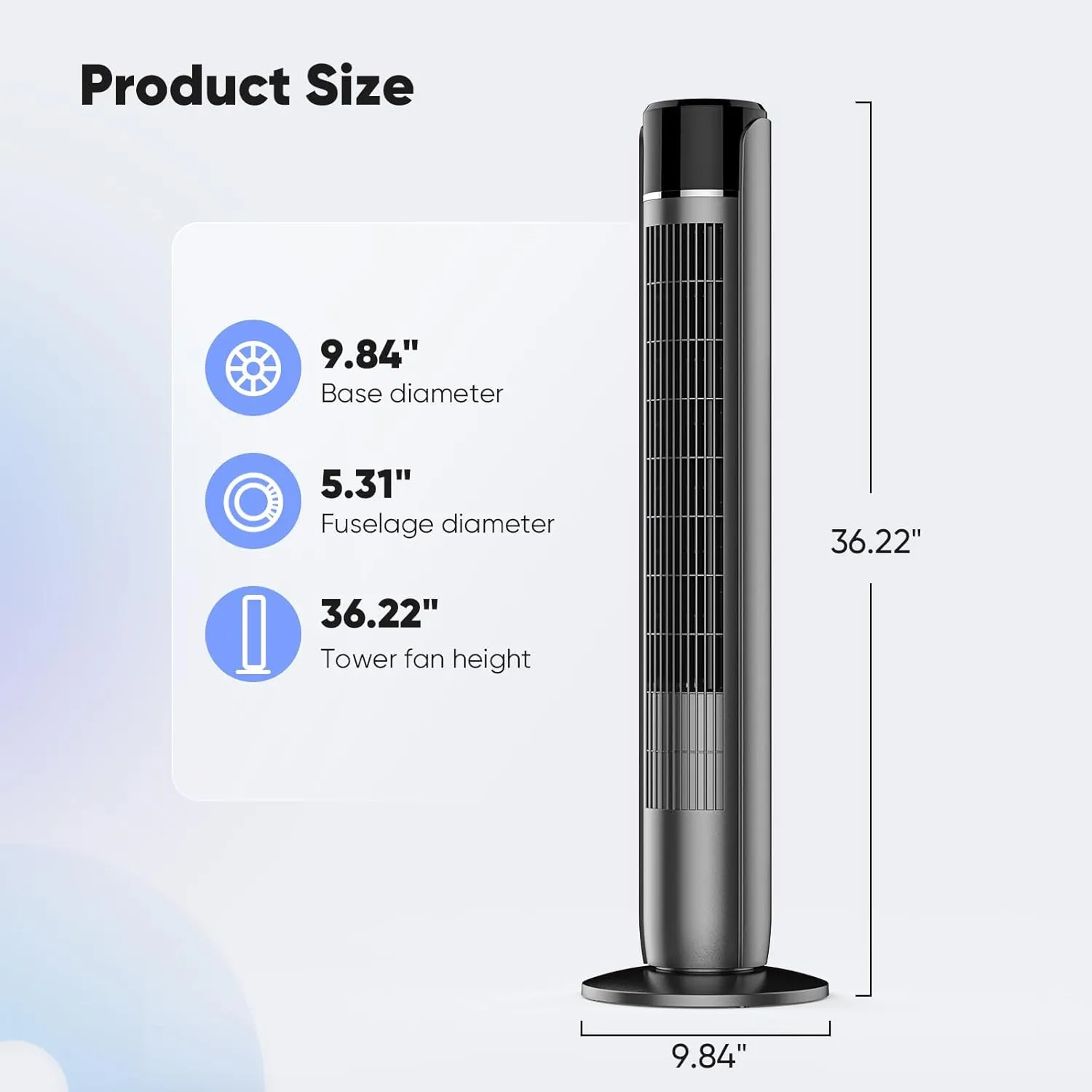 DUMOS Tower Fan for Bedroom, Standing Floor Fans with Remote Control, 28dB Quiet, 4 Modes, 5 Speeds, 12H Timer, 60Oscillation, Powerful 25Ft Far, Bladeless for Home, Office, Living Room, 36 Black