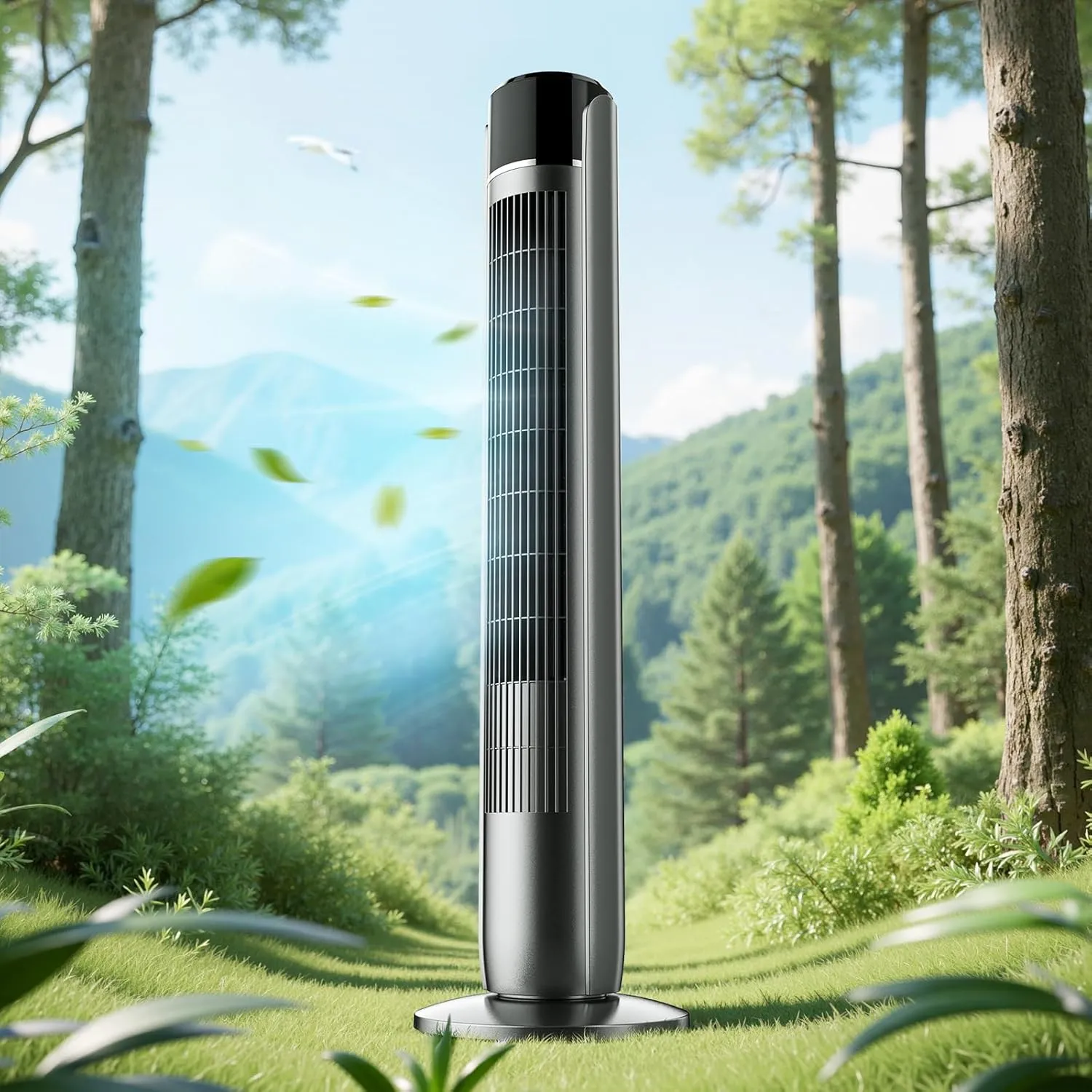 DUMOS Tower Fan for Bedroom, Standing Floor Fans with Remote Control, 28dB Quiet, 4 Modes, 5 Speeds, 12H Timer, 60Oscillation, Powerful 25Ft Far, Bladeless for Home, Office, Living Room, 36 Black