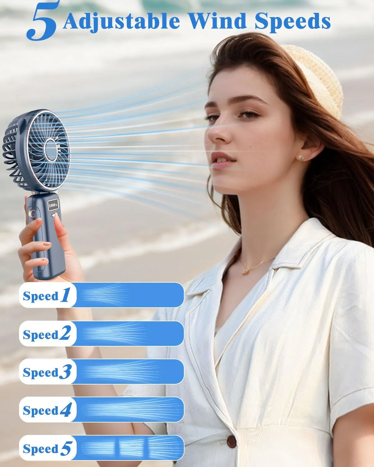 DUOLZ Hand Fan,Small Portable Fans,Mini Desk Make Up Lanyard Collapsible Noiseless Skin Care Small Powerful Fan,USB Handheld Fans Rechargeable,Ventilador Portatil for Traveling Outdoor Indoor Work