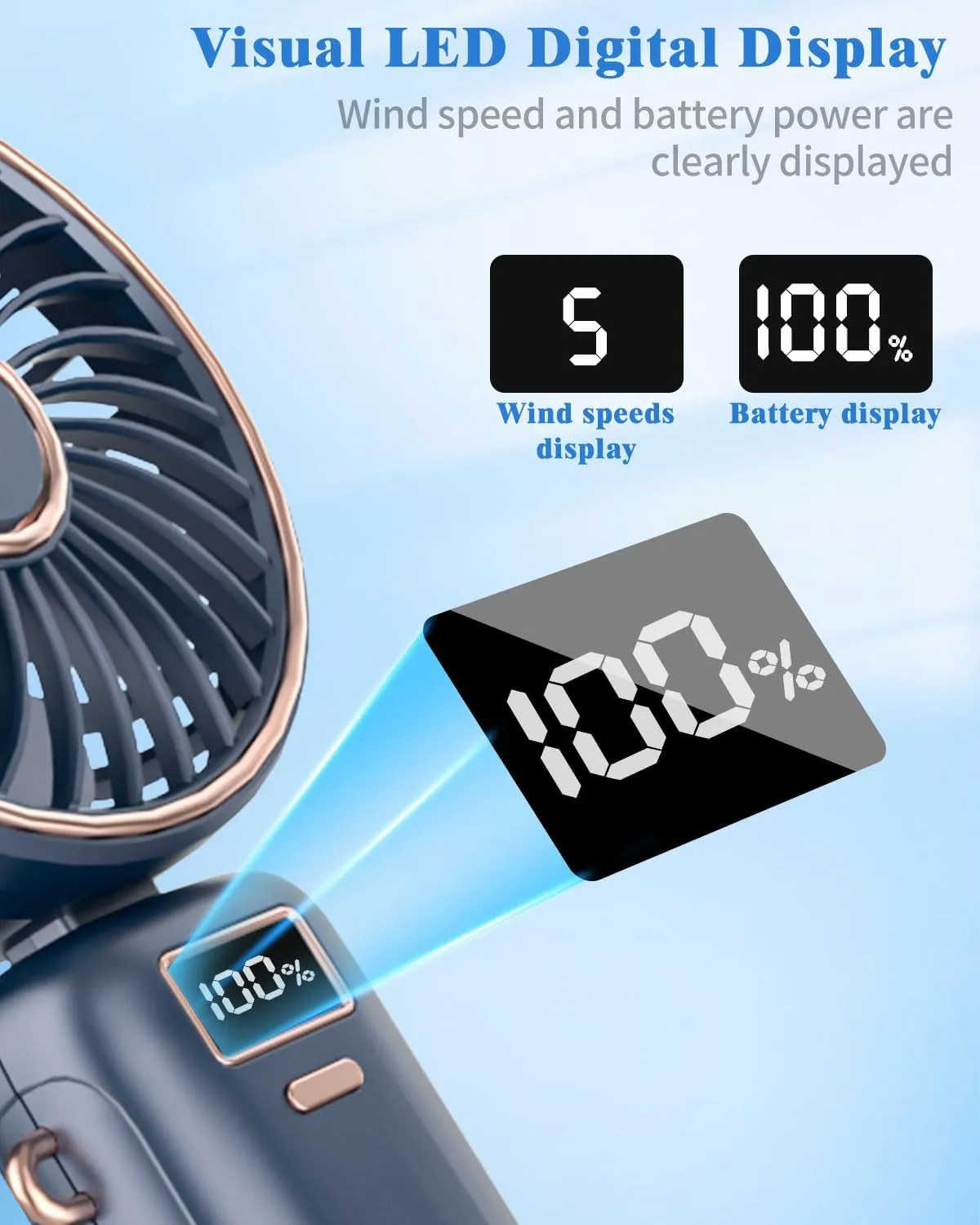 DUOLZ Hand Fan,Small Portable Fans,Mini Desk Make Up Lanyard Collapsible Noiseless Skin Care Small Powerful Fan,USB Handheld Fans Rechargeable,Ventilador Portatil for Traveling Outdoor Indoor Work