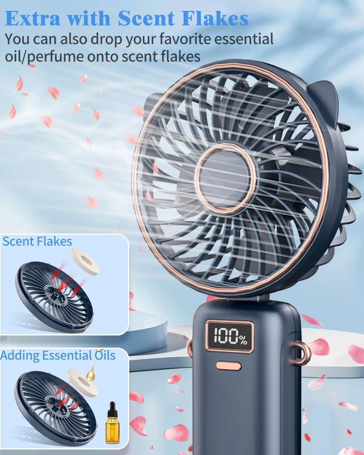 DUOLZ Hand Fan,Small Portable Fans,Mini Desk Make Up Lanyard Collapsible Noiseless Skin Care Small Powerful Fan,USB Handheld Fans Rechargeable,Ventilador Portatil for Traveling Outdoor Indoor Work