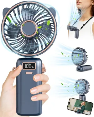 DUOLZ Hand Fan,Small Portable Fans,Mini Desk Make Up Lanyard Collapsible Noiseless Skin Care Small Powerful Fan,USB Handheld Fans Rechargeable,Ventilador Portatil for Traveling Outdoor Indoor Work Neck fan for hands-free comfort