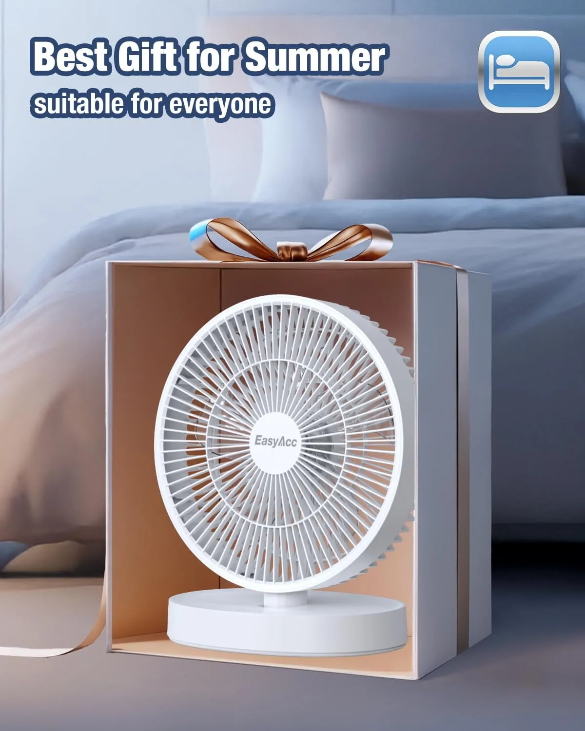 EasyAcc 11 Inch Large Desk Fan, USB Fan Air Circulator Fan Ultra Quiet 24 dB, IP67 waterproof, 5 Speeds, Timer, Energy Saving Table Fan, Adjustable Angle for Home, Office, BedroomUSB - Powered