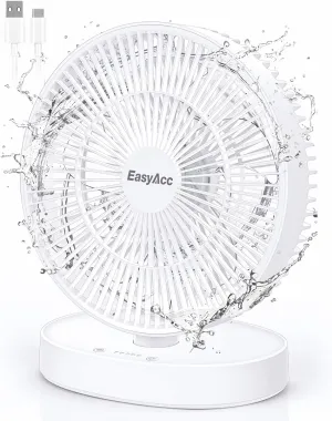 EasyAcc 11 Inch Large Desk Fan, USB Fan Air Circulator Fan Ultra Quiet 24 dB, IP67 waterproof, 5 Speeds, Timer, Energy Saving Table Fan, Adjustable Angle for Home, Office, BedroomUSB - Powered USB desktop fan for workspace