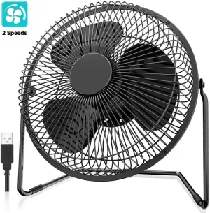 EasyAcc 9 Inch USB Desk Fan Ultra-quiet USB Powered 360 Rotation Desktop Fan with Metal Frame, Portable Personal Cooling Fan with 2 Speed for Home Office (USB POWERED ONLY) USB desktop fan for workspace